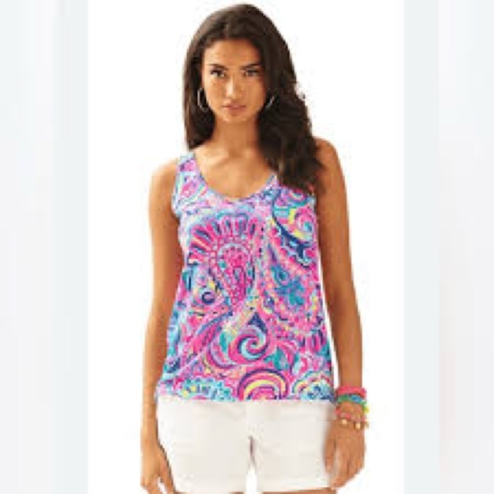 Lilly Pulitzer Kinsey Tank Psychedelic Sunshine Size XS EUC